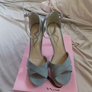 Nina light grey Stiletto Heel with jewel  embellis